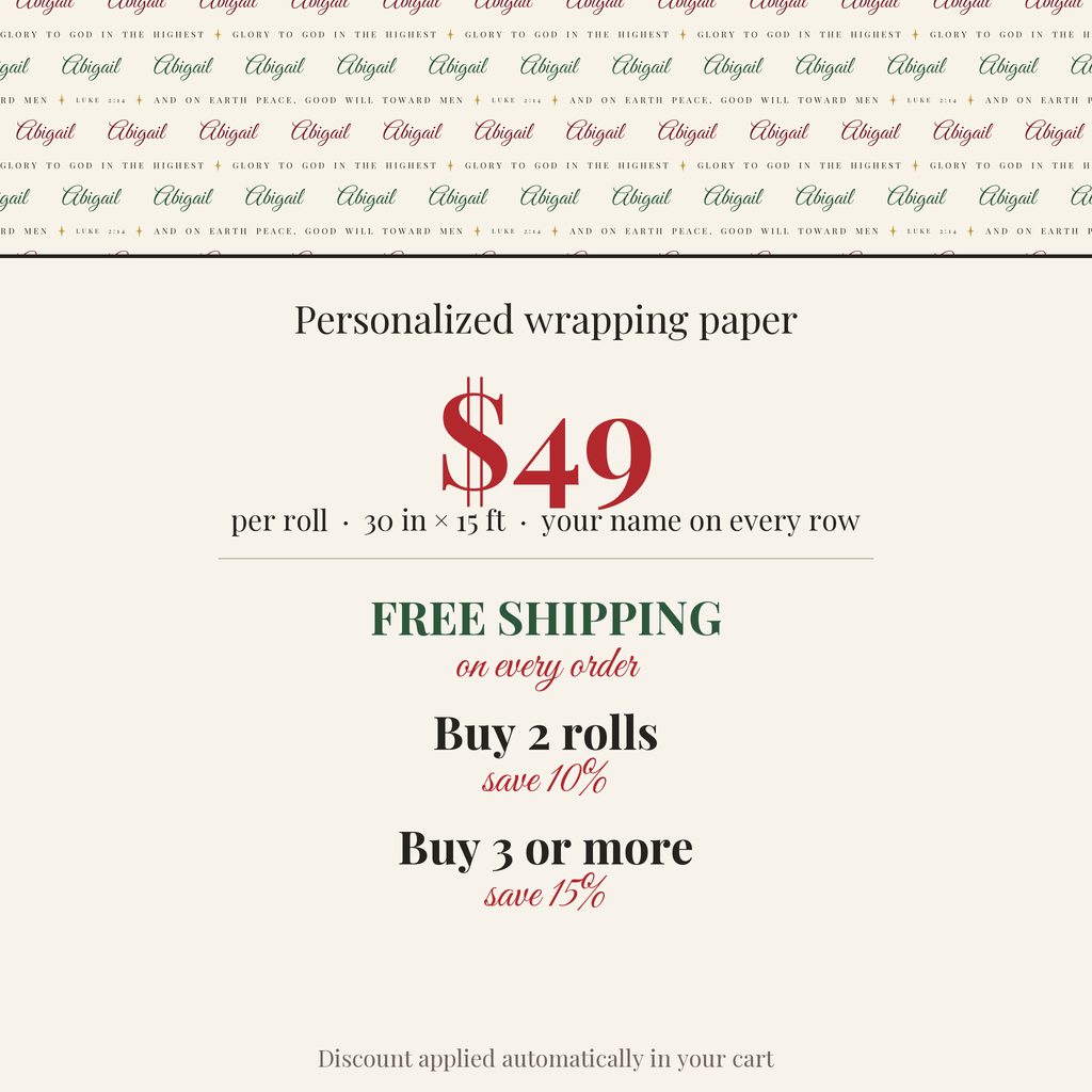 $49 per roll, free shipping on every order, buy 2 rolls save 10%, buy 3 or more save 15%