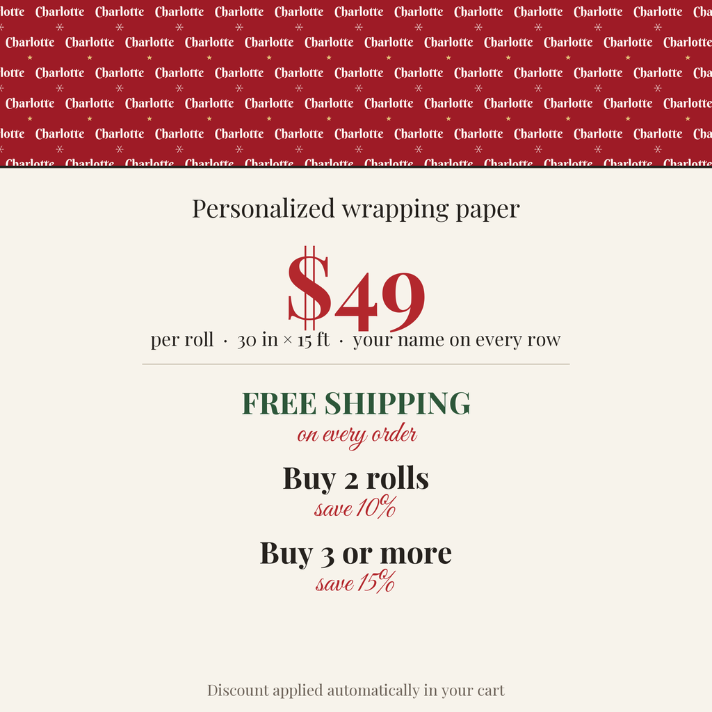 $49 per roll, free shipping on every order, buy 2 rolls save 10%, buy 3 or more save 15%