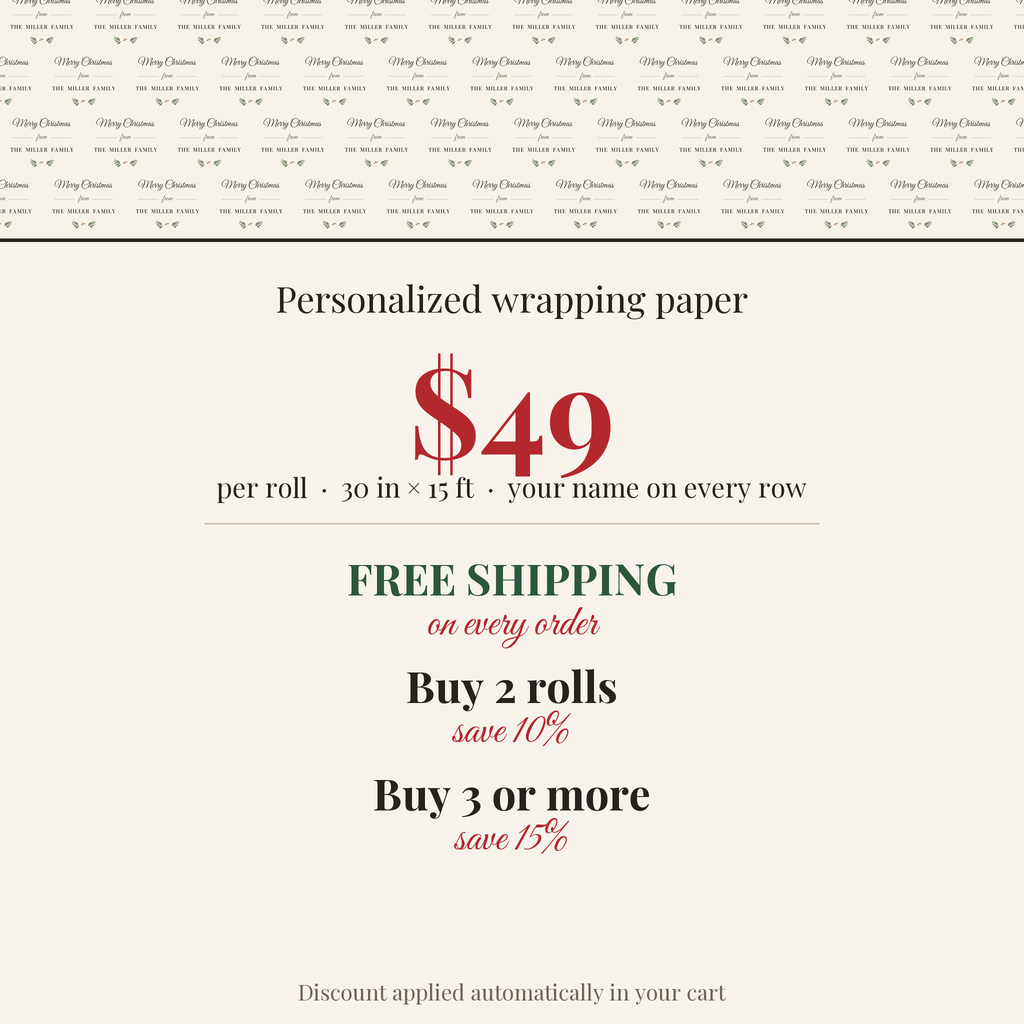 $49 per roll, free shipping on every order, buy 2 rolls save 10%, buy 3 or more save 15%