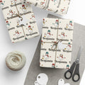 Gifts wrapped in personalized snowman parade Christmas paper with the name Benjamin, tied with twine