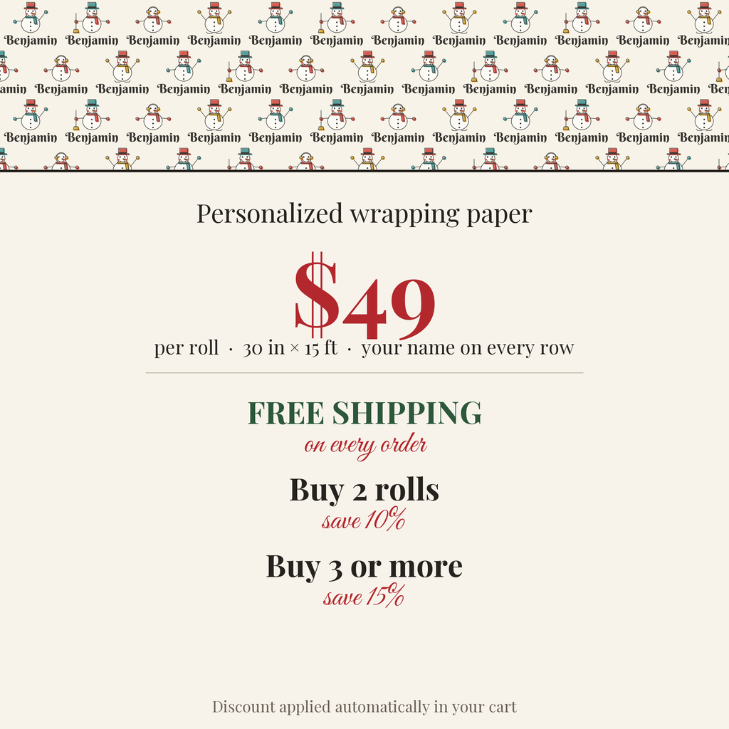 $49 per roll, free shipping on every order, buy 2 rolls save 10%, buy 3 or more save 15%